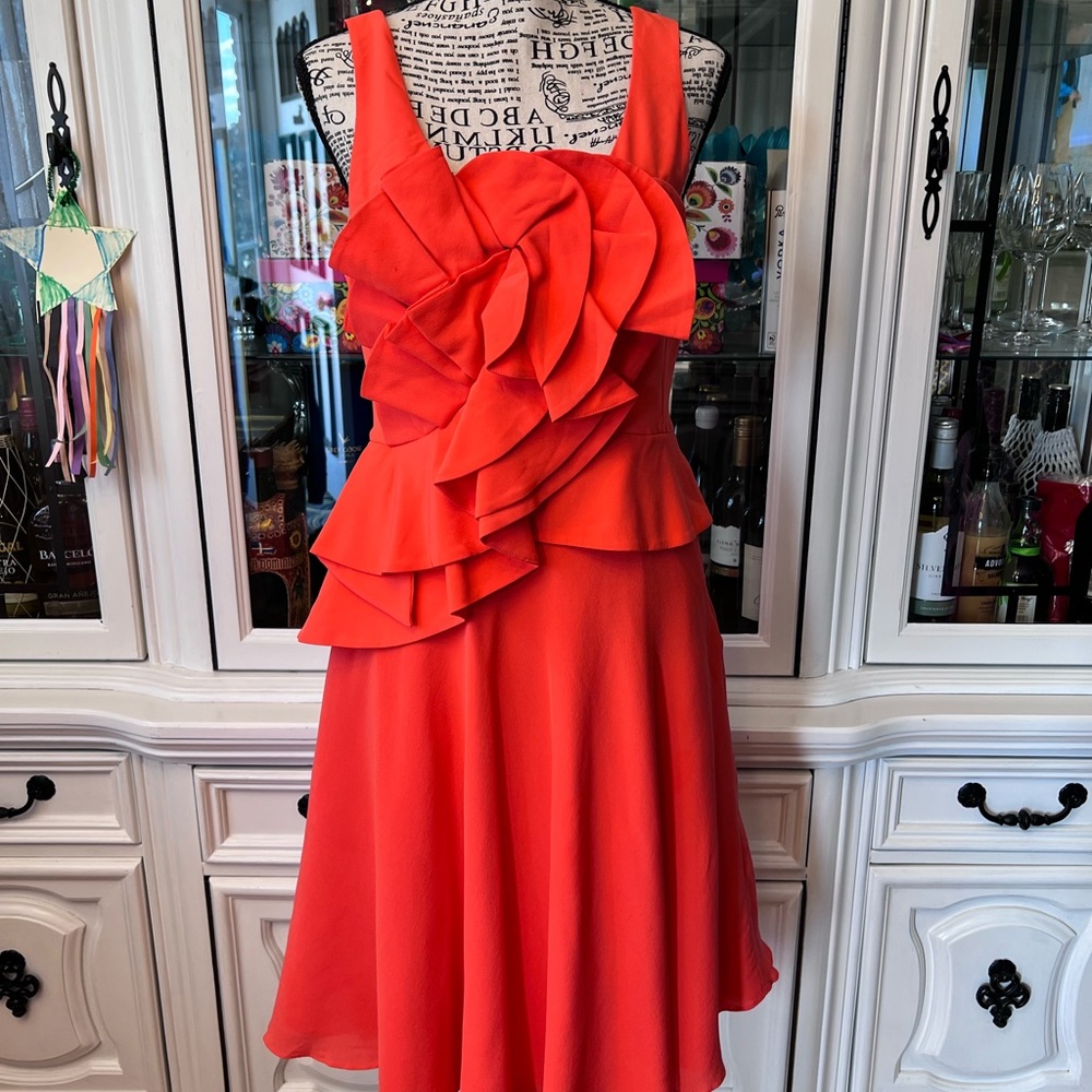 Karen Millen Red Ruffle Midi Dress
